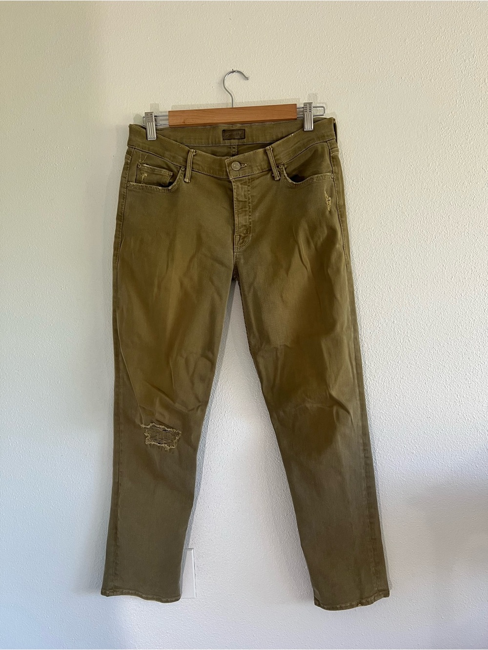 MOTHER Olive Green Skinny Jeans